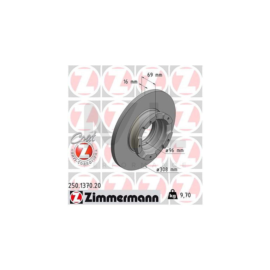 ZIMMERMANN COAT Z 250.1370.20 Brake Disc Solid, Coated, with ABS sensor ring  - 1 piece