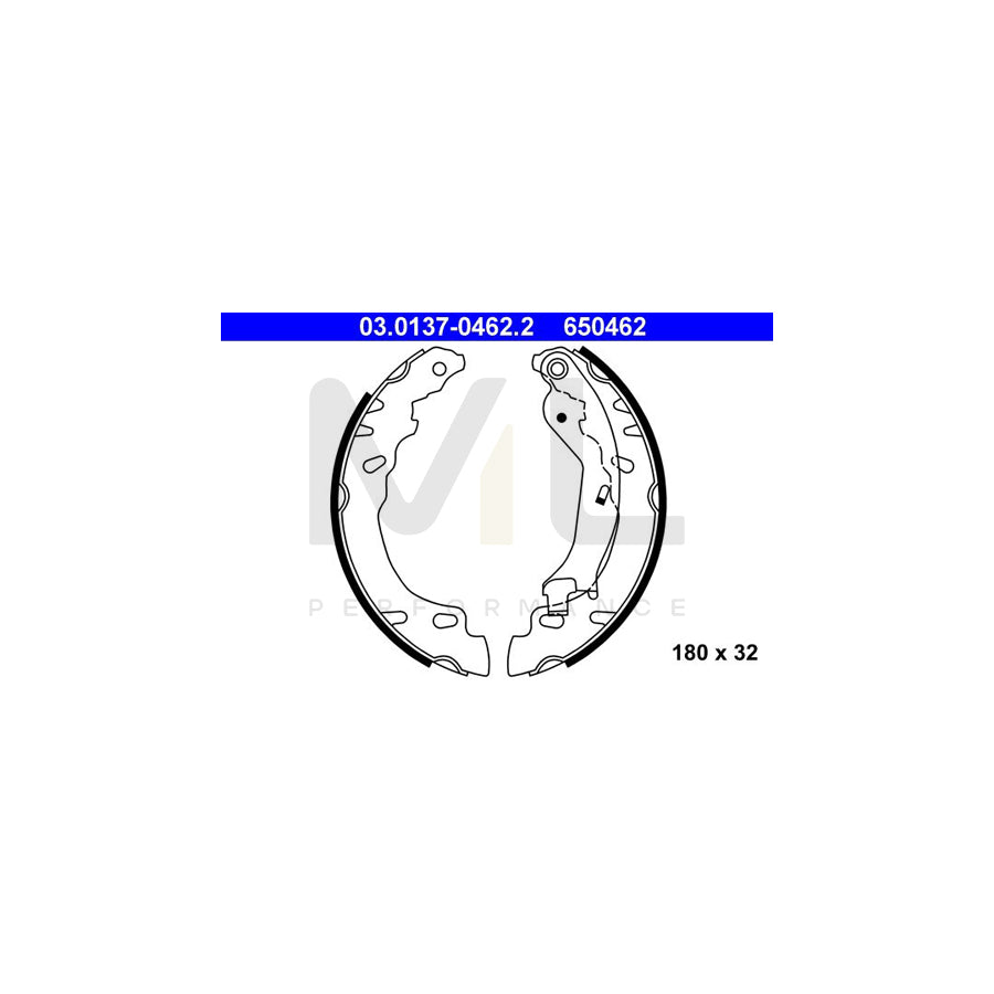 ATE 03.0137-0462.2 Brake Shoe Set with lever