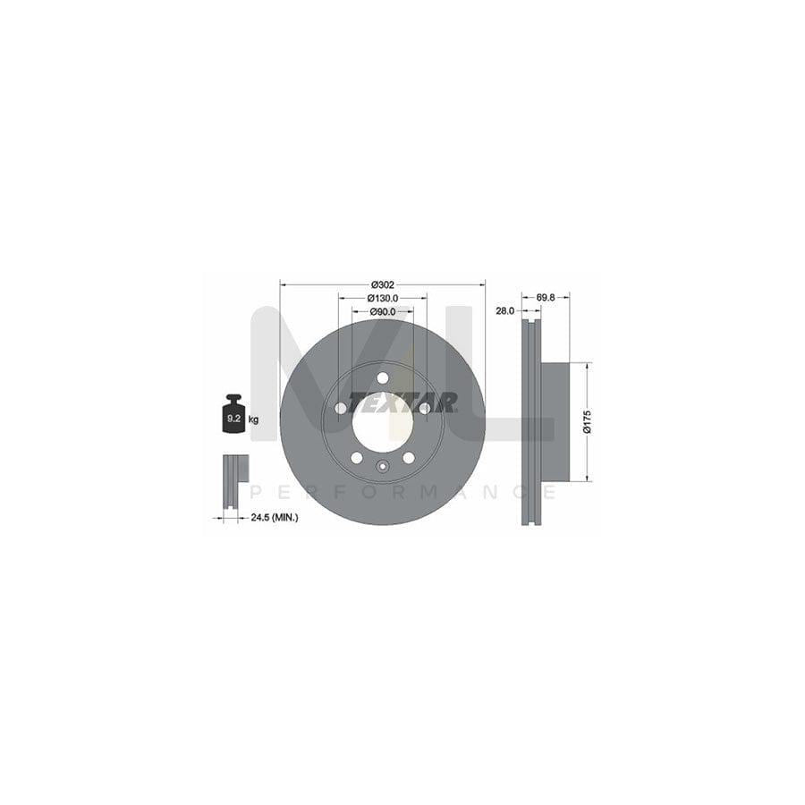 TEXTAR PRO 92228603 Brake Disc Internally Vented, Coated, without wheel hub, without wheel studs | ML Performance Car Parts