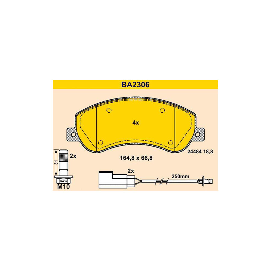 Barum Ba2306 Brake Pad Set for Ford Transit