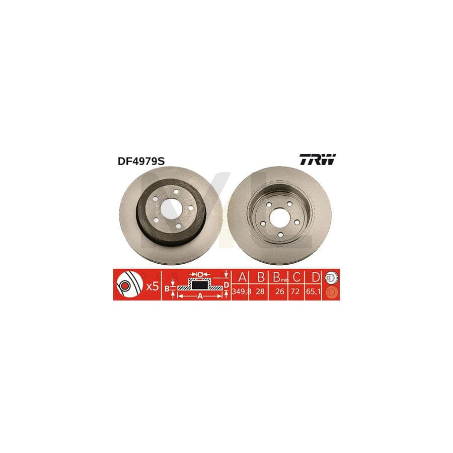 TRW DF4979S Brake Disc for JEEP Grand Cherokee III (WH, WK) Vented, Painted, High-carbon | ML Performance Car Parts