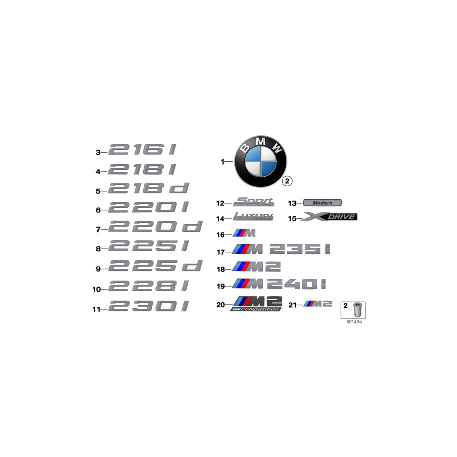 Genuine BMW 51147356327 F22 F23 Emblem Adhered Rear - 228I- (Inc. 228i & 228iX) | ML Performance US Car Parts