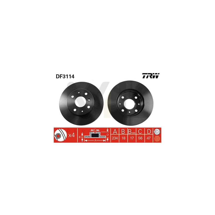 TRW DF3114 Brake Disc Vented, Painted | ML Performance Car Parts