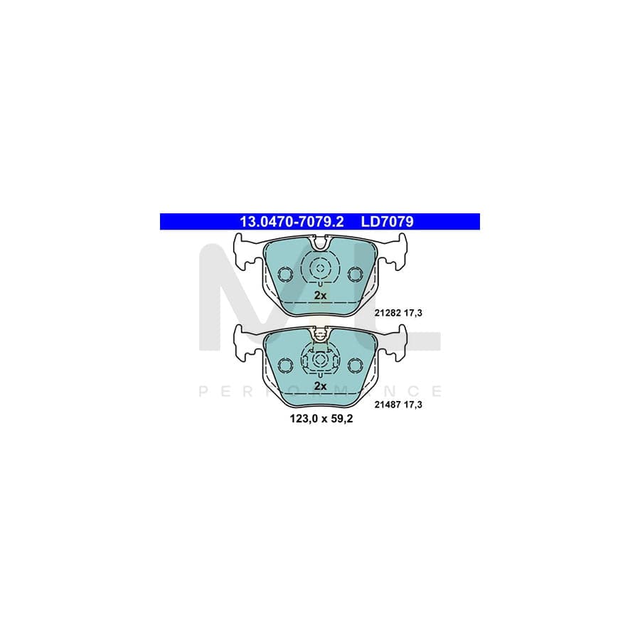 ATE Ceramic 13.0470-7079.2 Brake pad set excl. wear warning contact, prepared for wear indicator