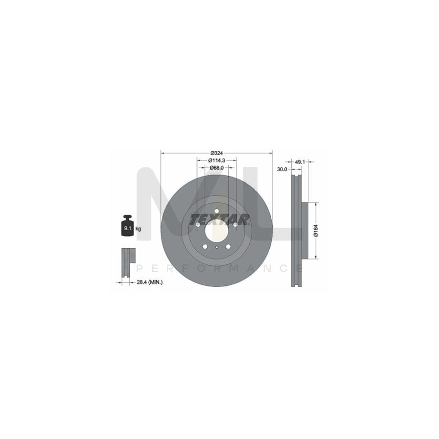 TEXTAR PRO 92194203 Brake Disc Internally Vented, Coated, without wheel hub, without wheel studs | ML Performance Car Parts