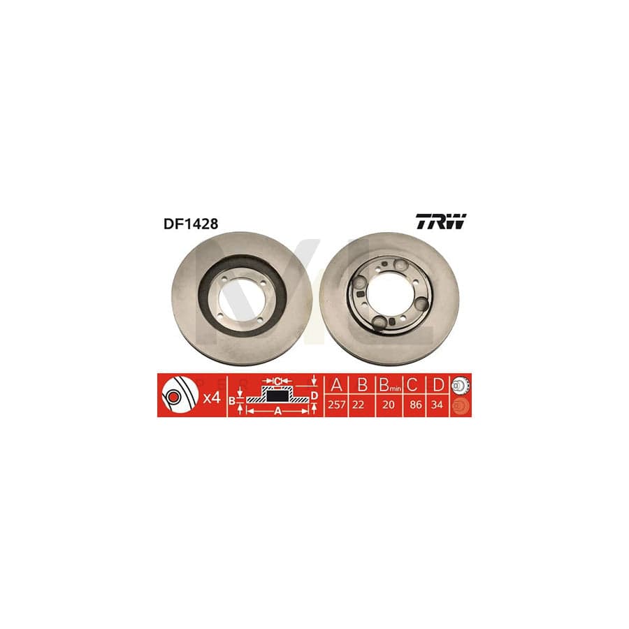 TRW DF1428 Brake Disc Vented, Painted | ML Performance Car Parts