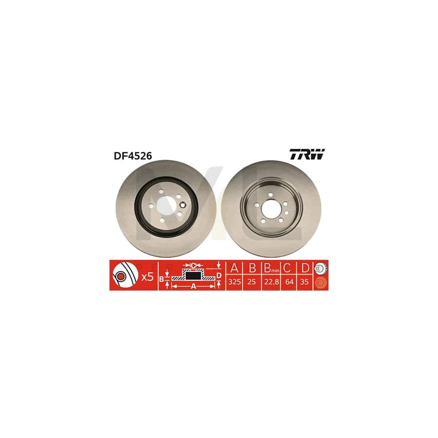 TRW DF4526 Brake Disc for MG MG Vented, Painted, High-carbon | ML Performance Car Parts