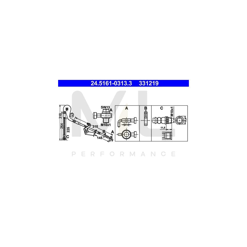 ATE 24.5161-0313.3 Brake Hose 310mm