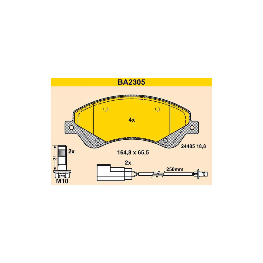 Barum Ba2305 Brake Pad Set for Ford Transit