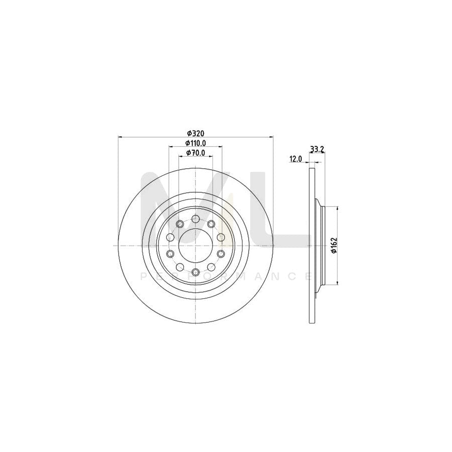 HELLA 8DD 355 132-101 Brake Disc Solid, Coated, without wheel hub
