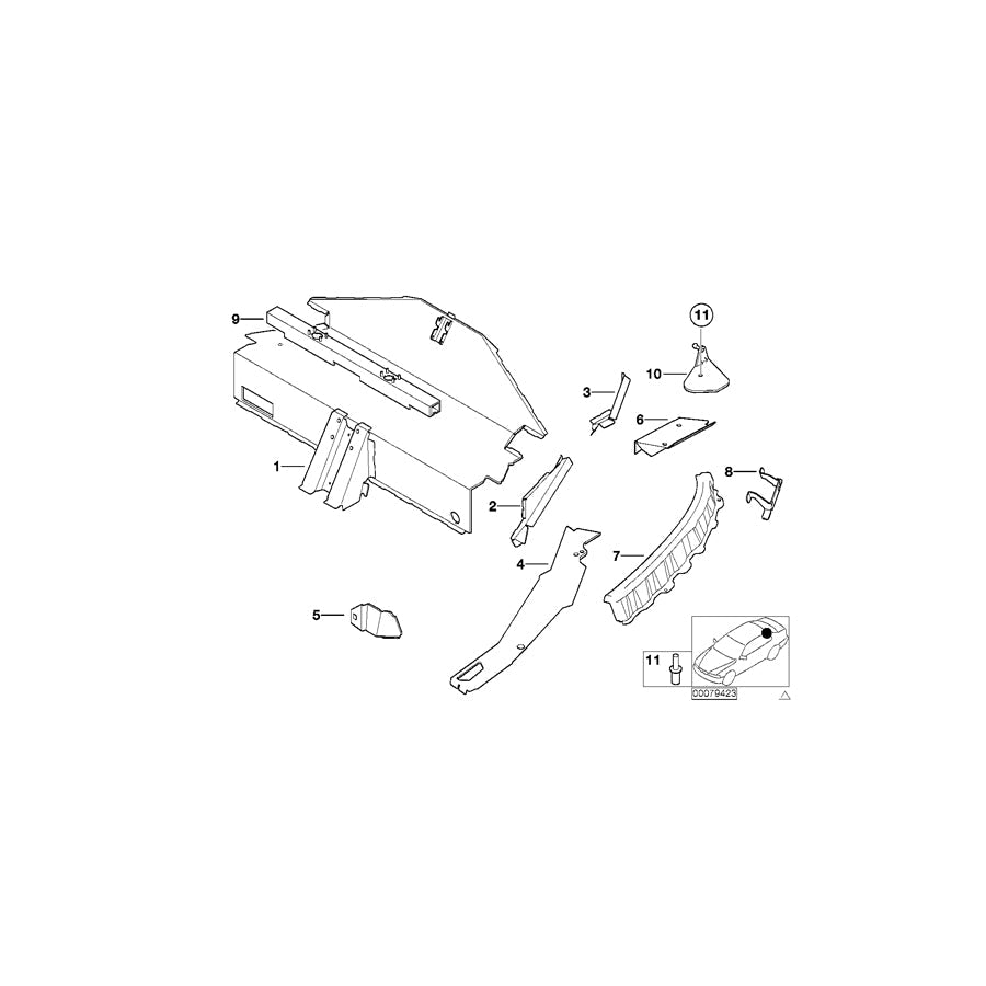 Genuine BMW 41137006227 E52 End Support, Folding Top Compartment Left (Inc. ALPINA V8) 1 | ML Performance US Car Parts