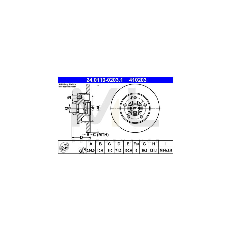 ATE 24.0110-0203.1 Brake Disc Solid, Coated, without ABS sensor ring  - 1 piece