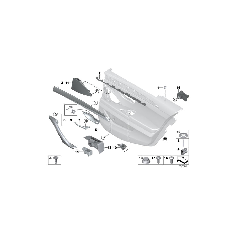 Genuine BMW 51417359314 F10 F11 Trim For Power Window, Right MOKKA (Inc. 535i, 520dX & 518d) | ML Performance US Car Parts