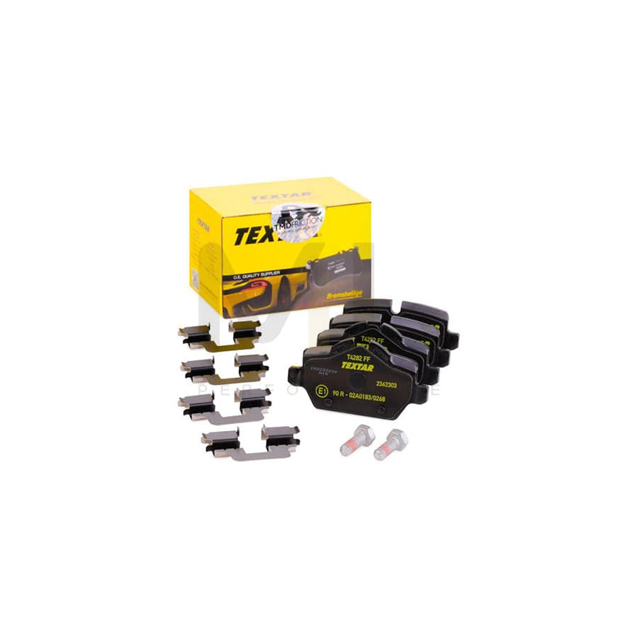 TEXTAR 2362303 Brake pad set prepared for wear indicator, with brake caliper screws, with accessories | ML Performance Car Parts