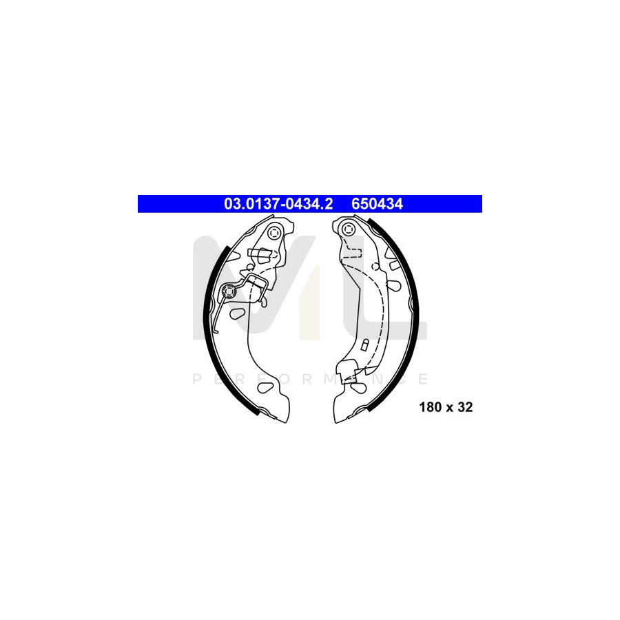 ATE 03.0137-0434.2 Brake Shoe Set for FIAT Panda II Hatchback (169) with lever