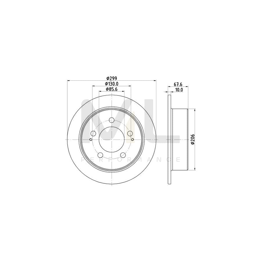 HELLA PRO 8DD 355 116-341 Brake Disc Solid, Coated, without wheel hub, without wheel studs