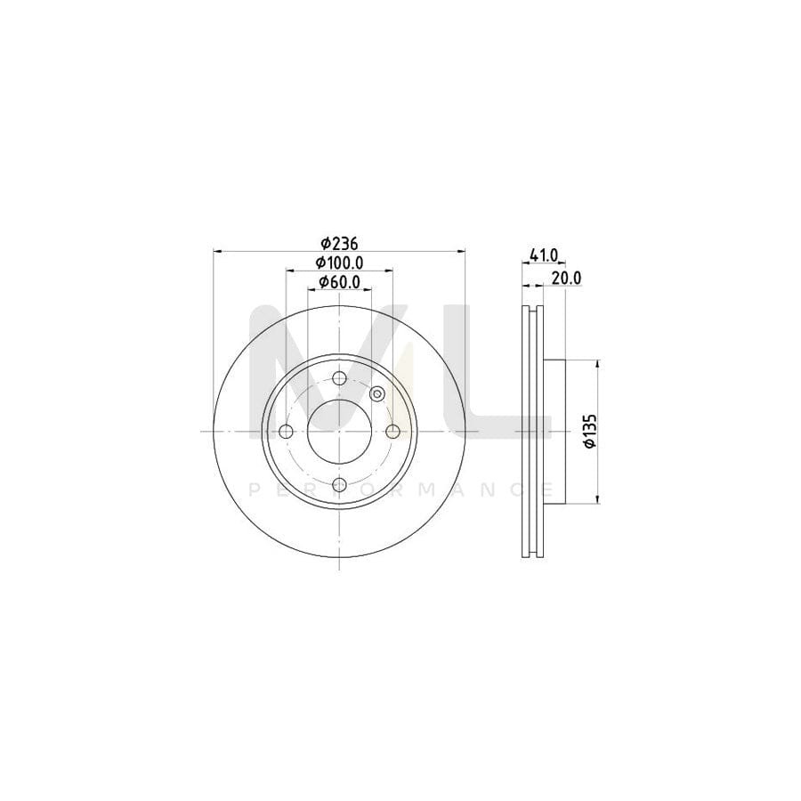 HELLA PRO 8DD 355 123-121 Brake Disc Internally Vented, Coated, without wheel hub, without wheel studs
