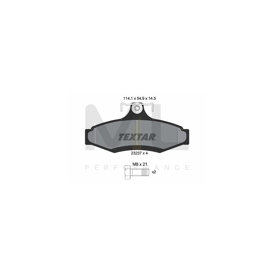 TEXTAR 2323701 Brake pad set not prepared for wear indicator, with brake caliper screws | ML Performance Car Parts