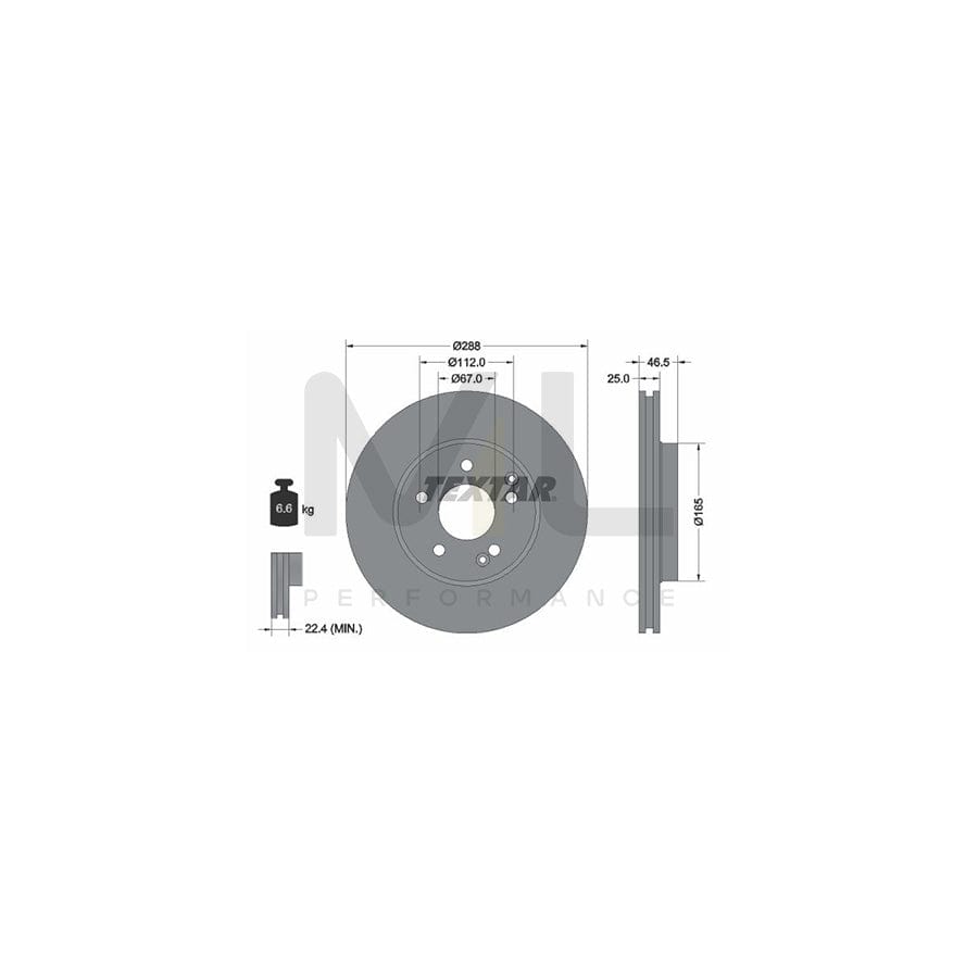 TEXTAR PRO+ 92105905 Brake Disc Internally Vented, Coated, High-carbon, without wheel hub, without wheel studs | ML Performance Car Parts
