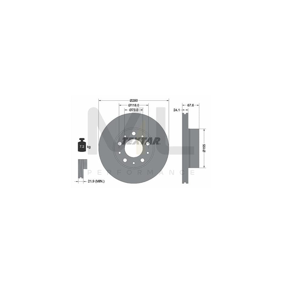 TEXTAR PRO 92275103 Brake Disc Internally Vented, Coated, without wheel hub, without wheel studs | ML Performance Car Parts