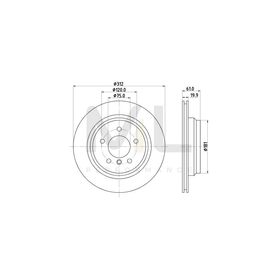 HELLA PRO 8DD 355 106-791 Brake Disc Externally Vented, Coated, without wheel hub, without wheel studs