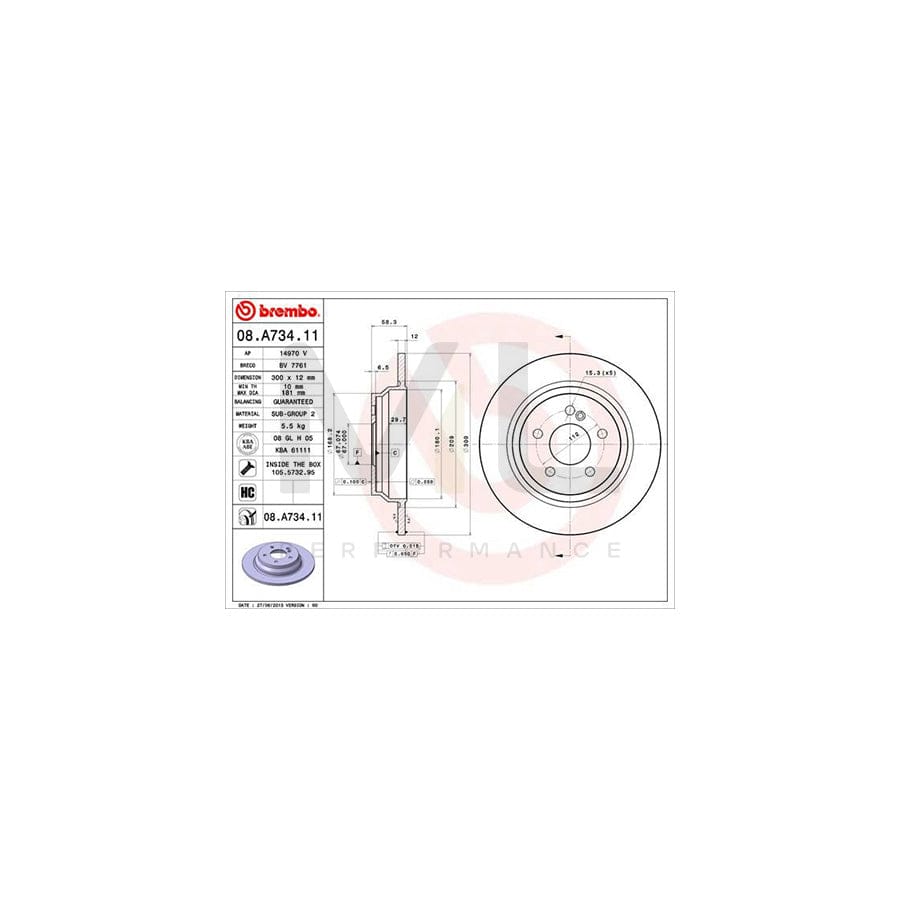 BREMBO COATED DISC LINE 08.A734.11 Brake Disc Solid, Coated, High-carbon, with bolts/screws | ML Performance Car Parts