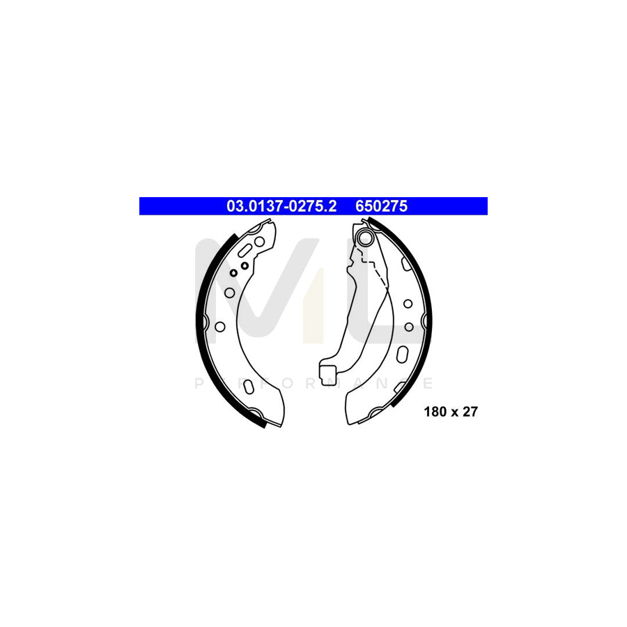 ATE 03.0137-0275.2 Brake Shoe Set for NISSAN Micra II Hatchback (K11) with lever
