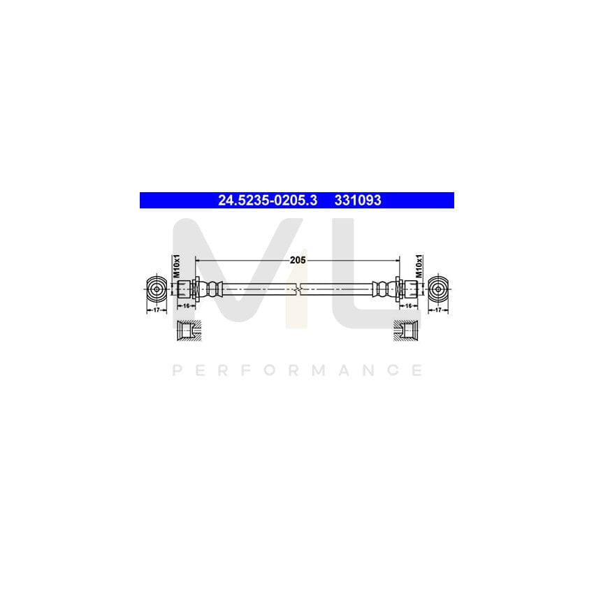 ATE 24.5235-0205.3 Brake Hose 205mm
