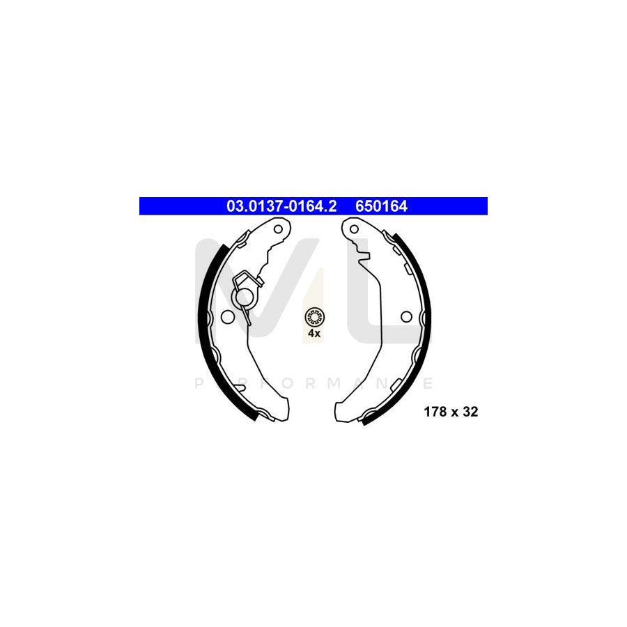 ATE 03.0137-0164.2 Brake Shoe Set for FORD FIESTA