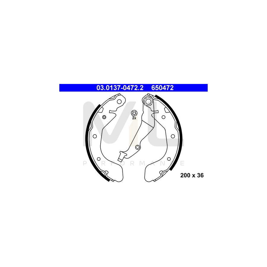 ATE 03.0137-0472.2 Brake Shoe Set with lever