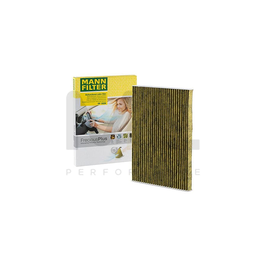 MANN-FILTER FP 1936 Pollen filter Activated Carbon Filter, Activated Carbon Filter with polyphenol, Particulate filter (PM 2.5), with antibacterial action, with fungicidal effect, FreciousPlus