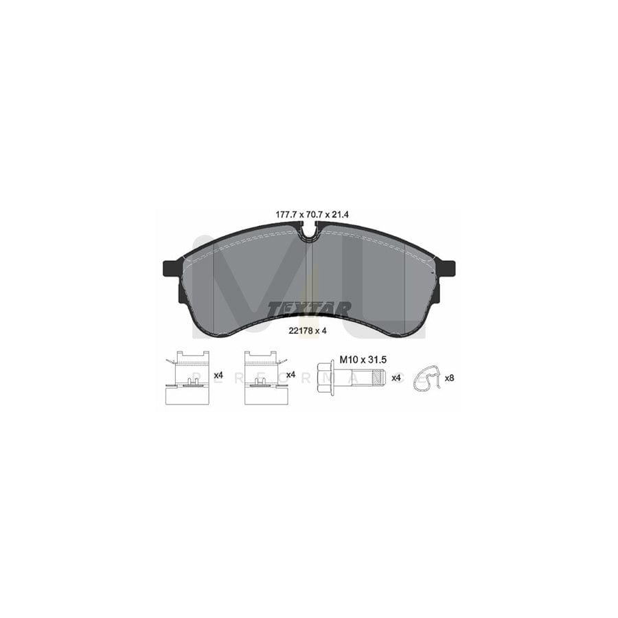 TEXTAR 2217801 Brake pad set prepared for wear indicator, with brake caliper screws, with accessories | ML Performance Car Parts