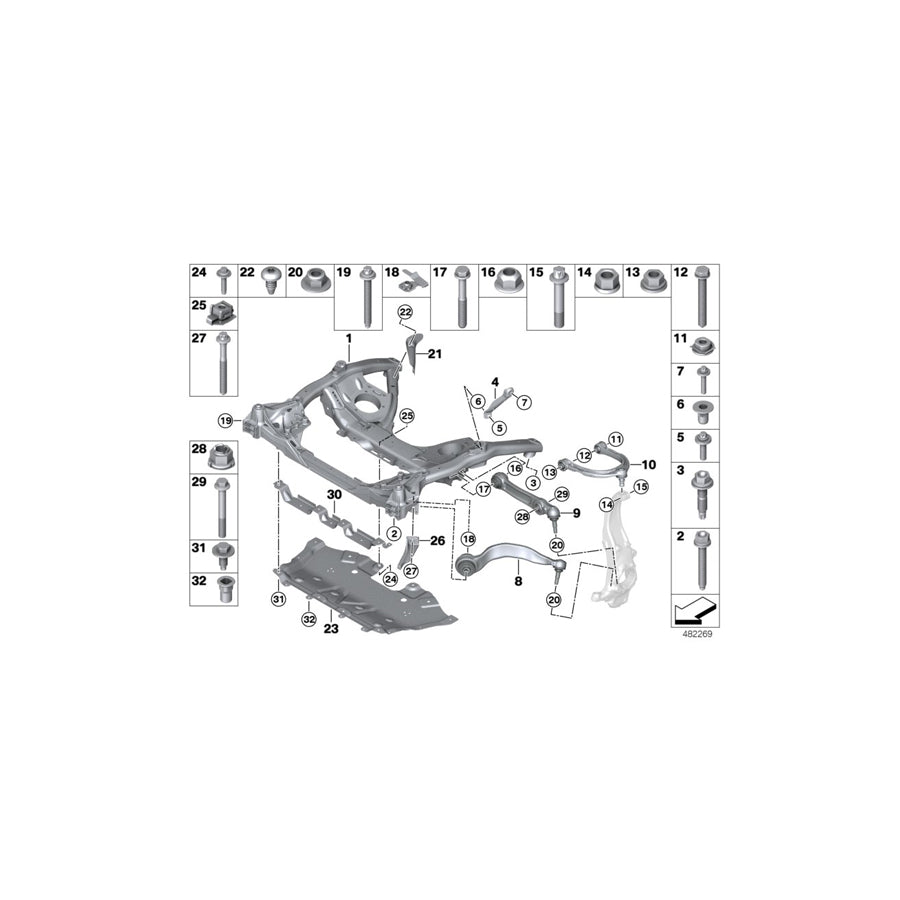 Genuine BMW 31126870026 G32 G15 G30 A-Arm Camber Adjustment, Upper -30MIN (Inc. 520d, 540iX & 540dX) | ML Performance US