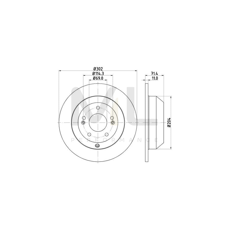 HELLA PRO 8DD 355 116-871 Brake Disc Solid, Coated, without wheel hub, without wheel studs