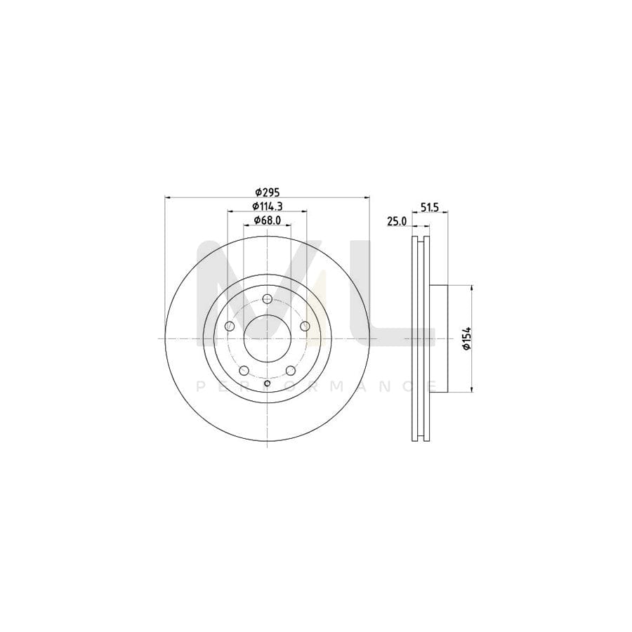 HELLA PRO 8DD 355 120-451 Brake Disc Internally Vented, Coated, without wheel hub, without wheel studs