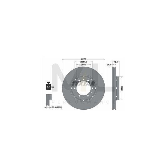 TEXTAR 92112900 Brake Disc Externally Vented, without wheel hub, without wheel studs | ML Performance Car Parts