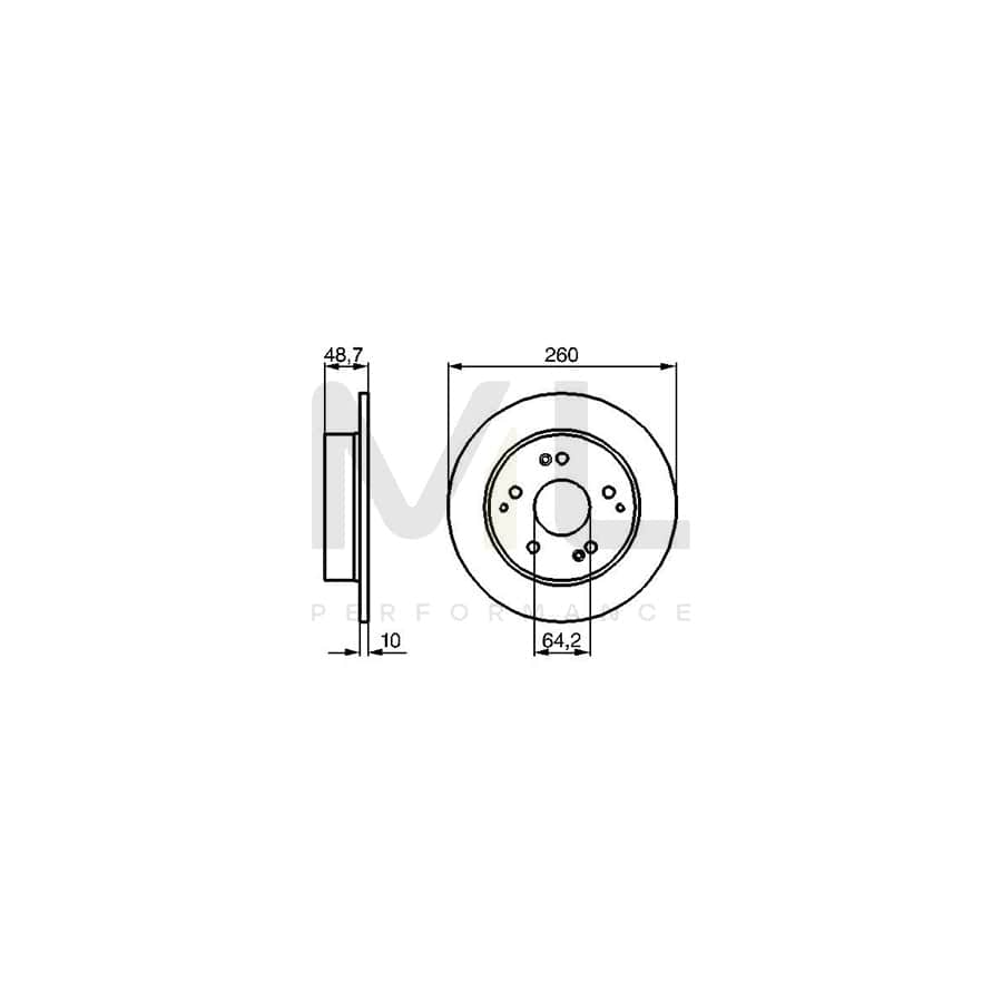 BOSCH 0 986 479 225 Brake Disc for HONDA Civic VII Hatchback (EU, EP, EV) Solid, Oiled | ML Performance Car Parts