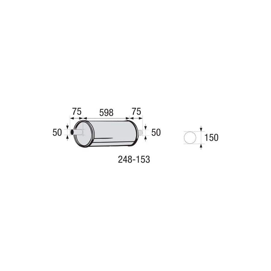 Bosal 248-153 Middle Silencer, Universal