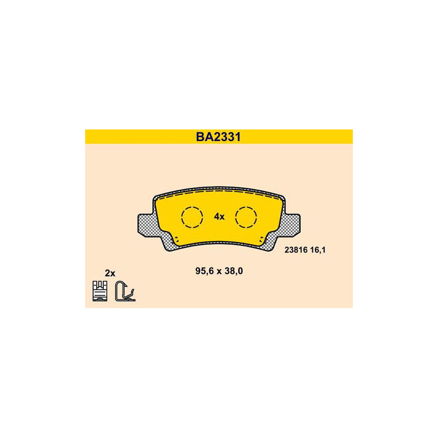 Barum Ba2331 Brake Pad Set for Toyota Corolla
