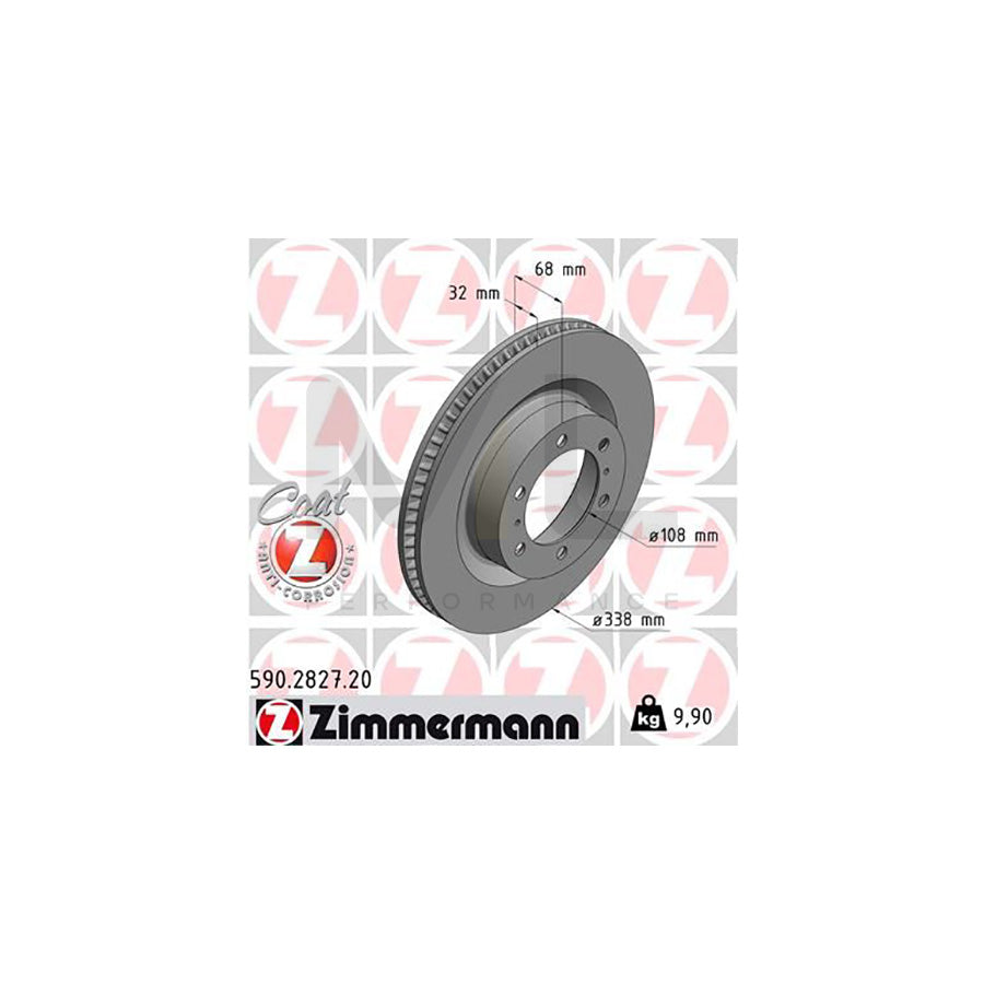 ZIMMERMANN COAT Z 590.2827.20 Brake Disc Internally Vented, Coated  - 1 piece