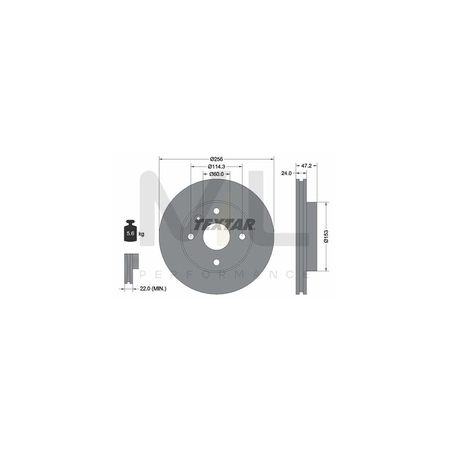 TEXTAR 92133600 Brake Disc Internally Vented, without wheel hub, without wheel studs | ML Performance Car Parts