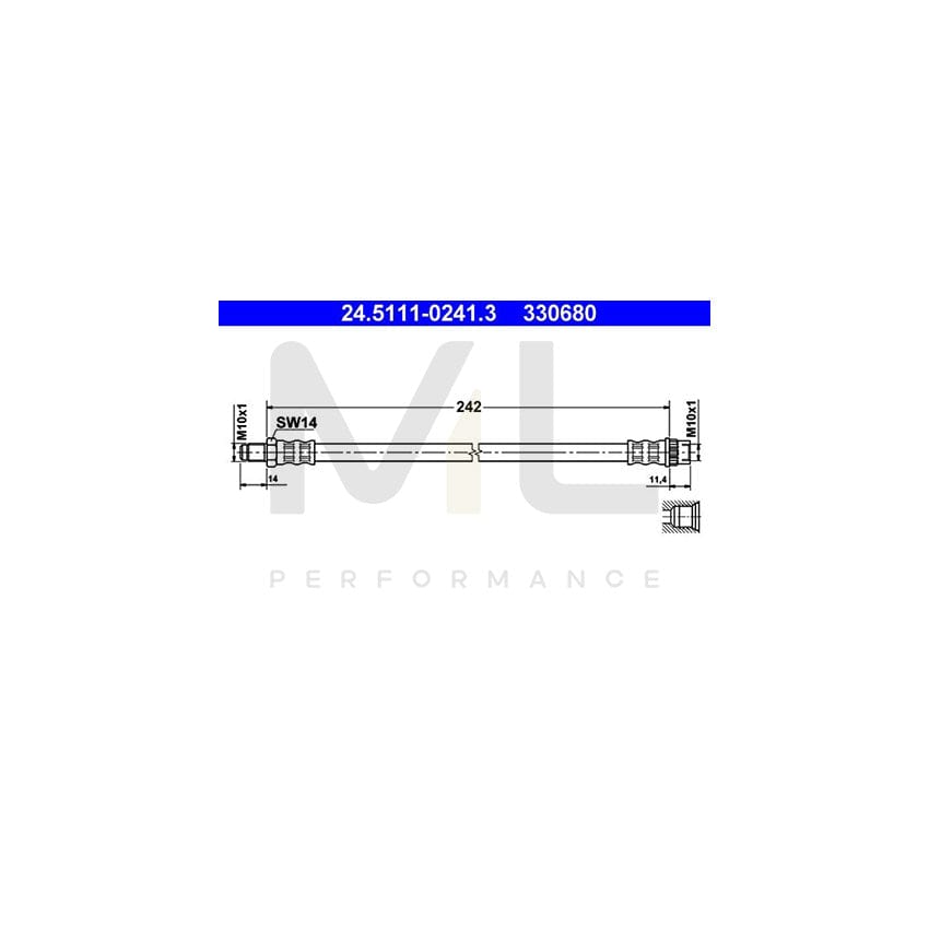 ATE 24.5111-0241.3 Brake Hose 242mm, M10x1