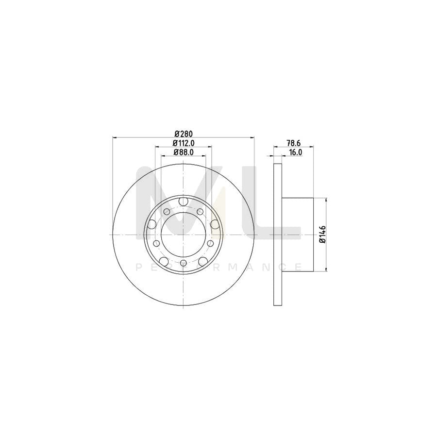 HELLA 8DD 355 100-201 Brake Disc Solid, without wheel hub, without wheel studs