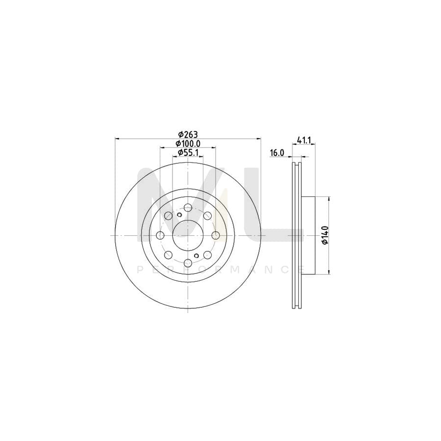HELLA 8DD 355 113-081 Brake Disc for TOYOTA MR2 III Convertible (W30) Internally Vented, without wheel hub, without wheel studs