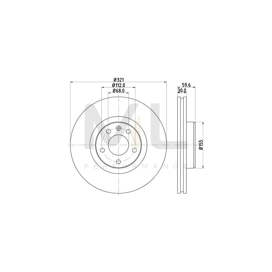 HELLA PRO 8DD 355 111-141 Brake Disc Externally Vented, Coated, without wheel hub, without wheel studs