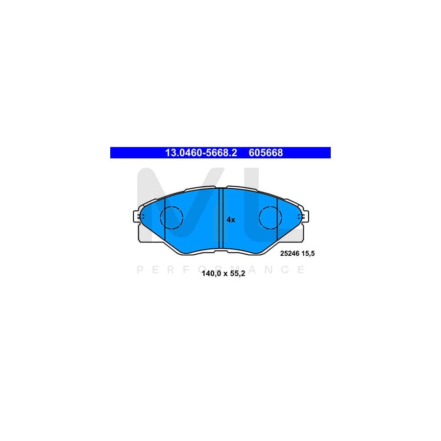 ATE 13.0460-5668.2 Brake pad set for TOYOTA Hilux VII Pickup excl. wear warning contact, not prepared for wear indicator