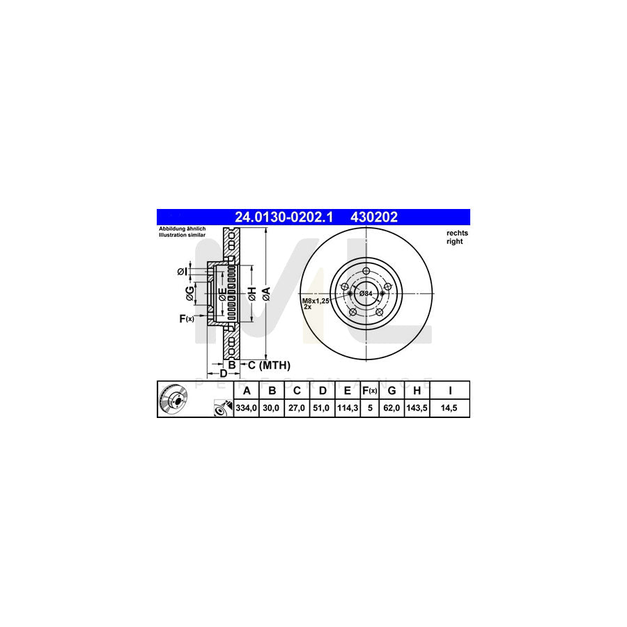 ATE 24.0130-0202.1 Brake Disc Vented, Coated