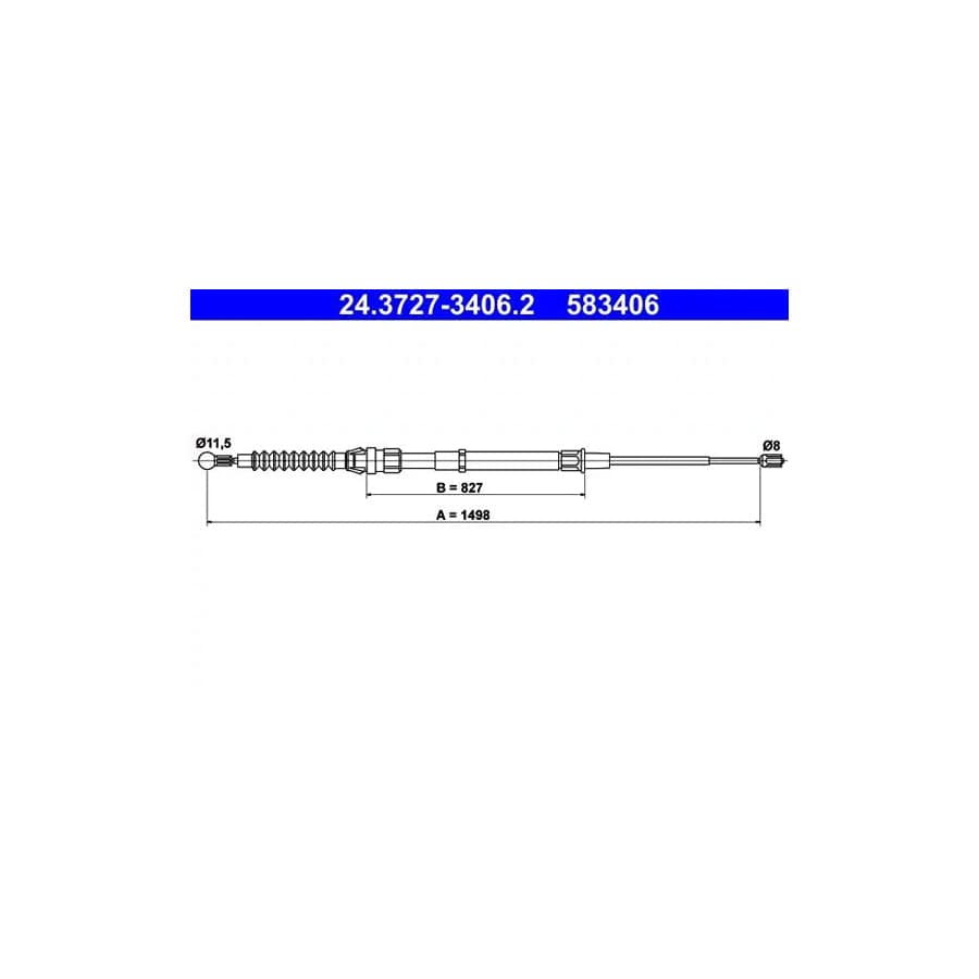ATE 24.3727-3406.2 Hand Brake Cable for VW Beetle