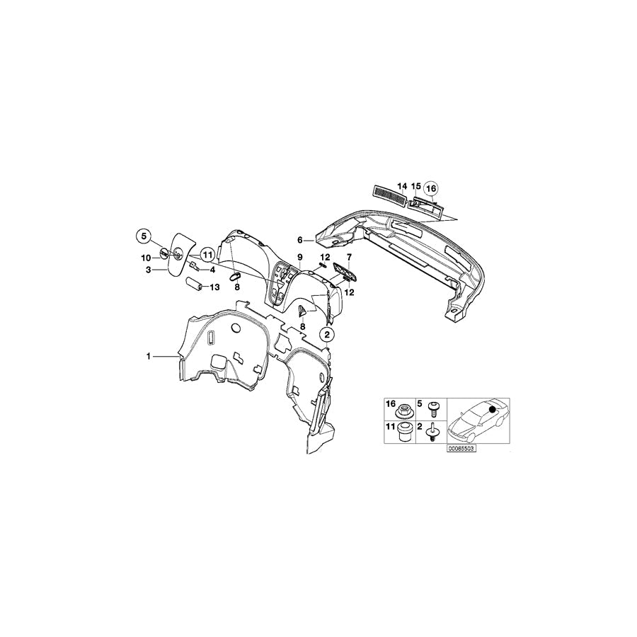Genuine BMW 51478266765 E52 Trim Panel,Fldng Top Compartment,Bottom P1SW SCHWARZ (Inc. ALPINA V8 & Z8) | ML Performance US Car Parts
