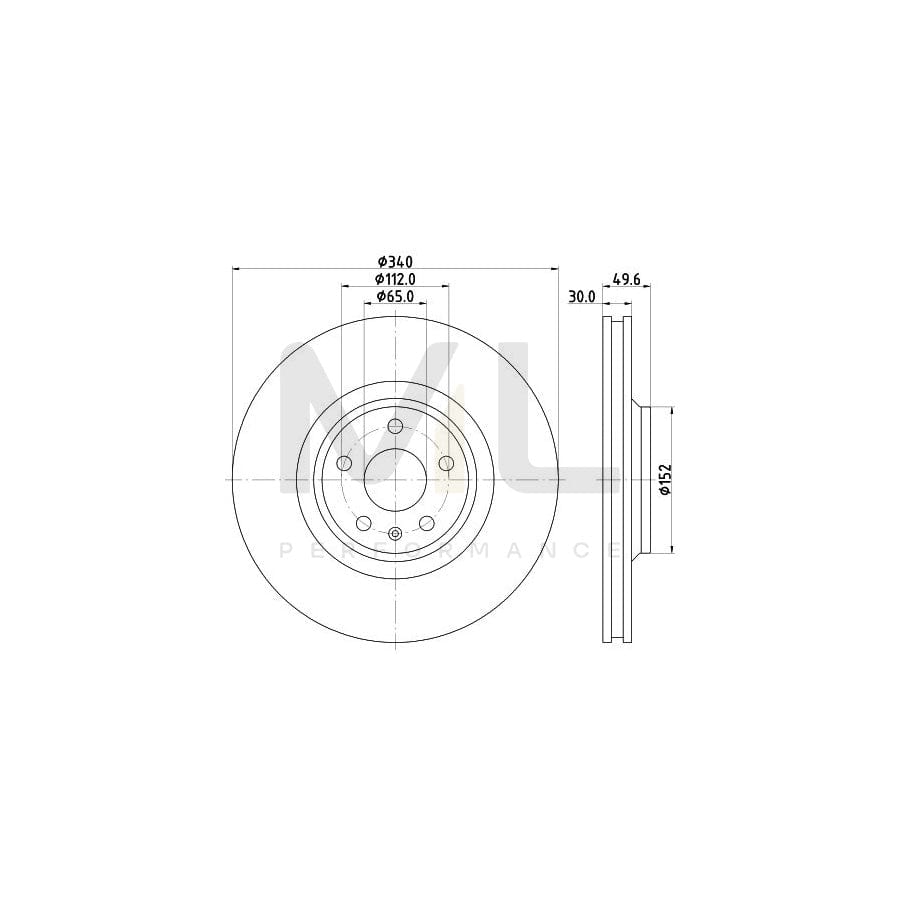 HELLA PRO High Carbon 8DD 355 129-701 Brake Disc for AUDI TT Internally Vented, Coated, High-carbon, without wheel hub, without wheel studs